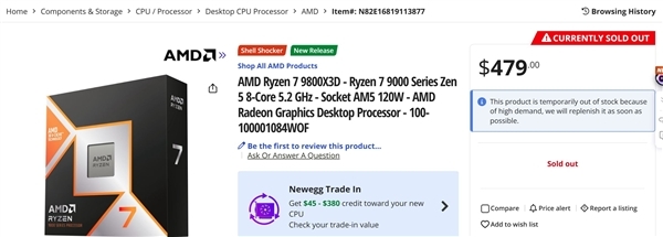 AMD銳龍7 9800X3D一芯難求！黃牛價格翻一倍不止