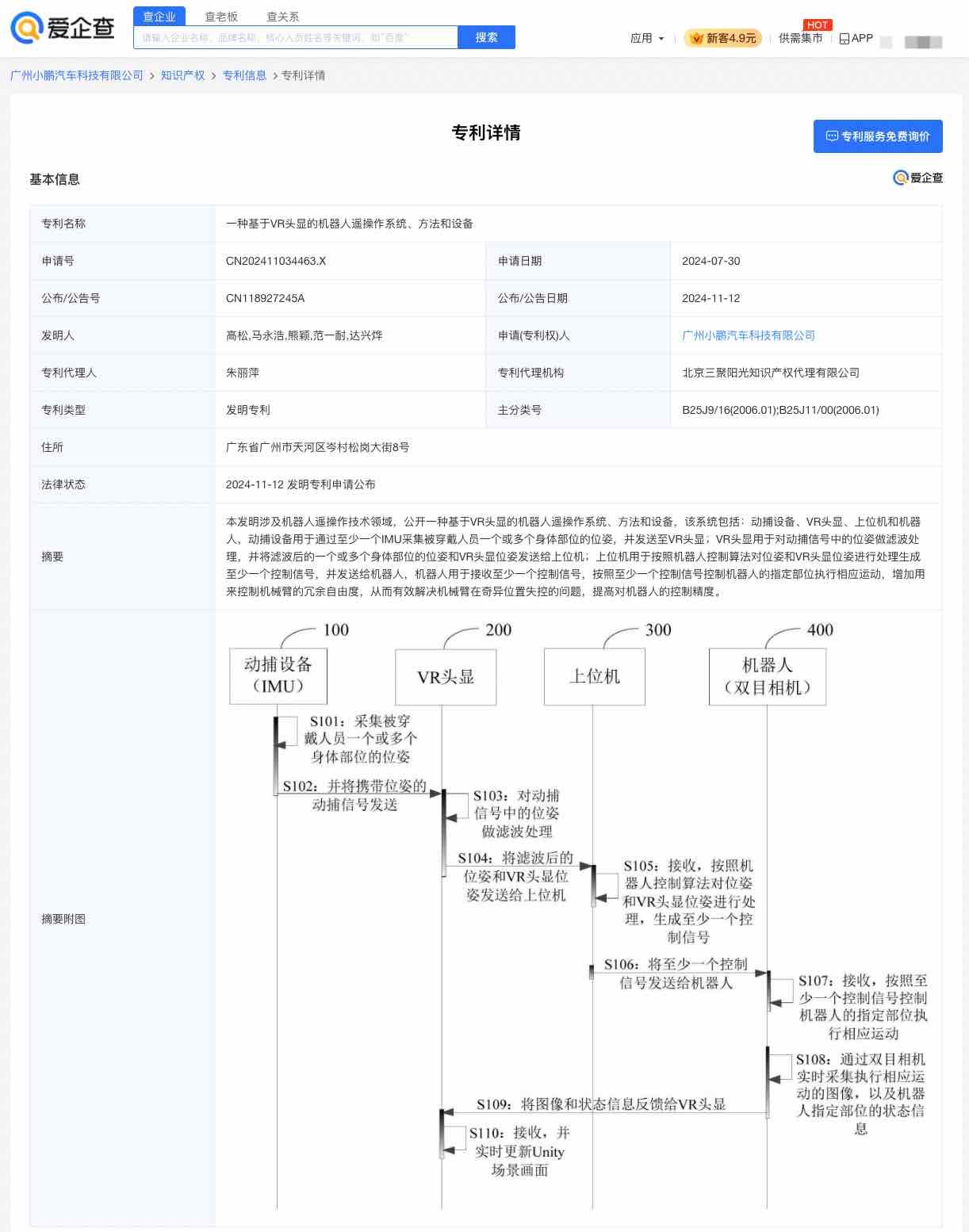 小鵬汽車VR遙操作機器人專利公佈：可提高對機器人的控制精度