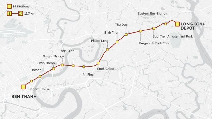 胡志明市地鐵1號線路線圖VnExpress